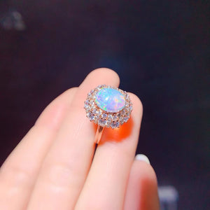 Fashion opal sterling silver adjustable ring