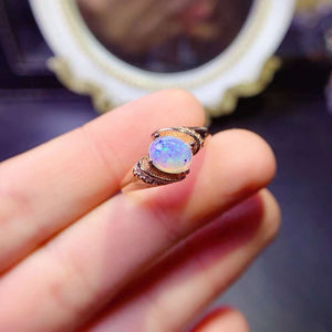 Opal sterling silver adjustable ring