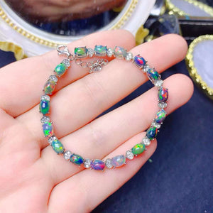 Black opal sterling silver bracelet