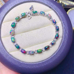 Black opal sterling silver bracelet