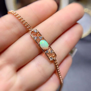 Natural opal sterling silver bracelet