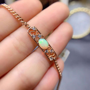 Natural opal sterling silver bracelet