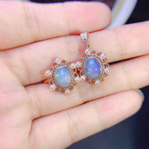 Natural opal sterling silver jewelry sets