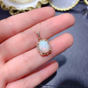 Natural sterling silver opal jewelry set