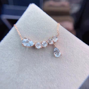 Aquamarine silver pendant necklace
