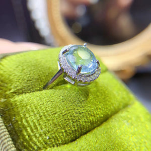 Luxury aquamarine sterling silver ring