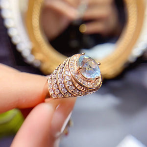 Fashion aquamarine sterling silver ring
