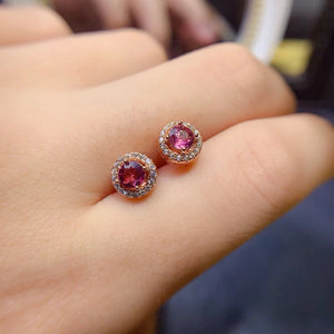 Natural tourmaline silver studs earrings