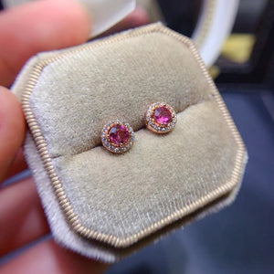 Natural tourmaline silver studs earrings