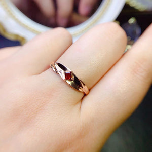 Garnet silver free size ring