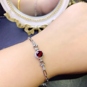 Fashion garnet silver bracelet