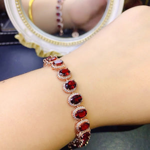 Fashion garnet silver bracelet