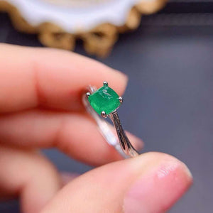 Genuine emerald engagement ring