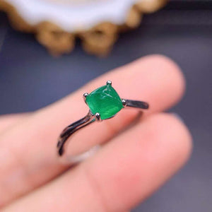 Genuine emerald engagement ring