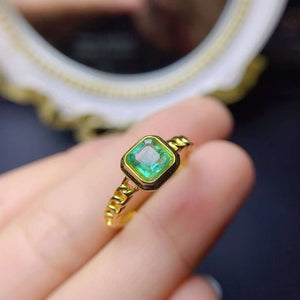 Genuine 18k gold filled real emerald ring
