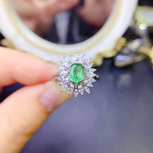Real emerald diamond ring
