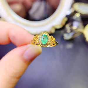 Colombian real emerald ring 18K gold filled