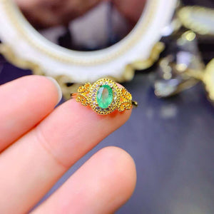 Colombian real emerald ring 18K gold filled