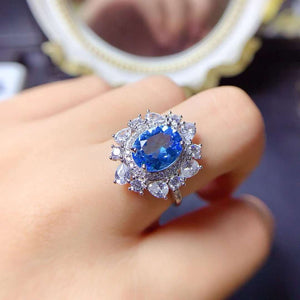Paraiba topaz oval cut diamond ring