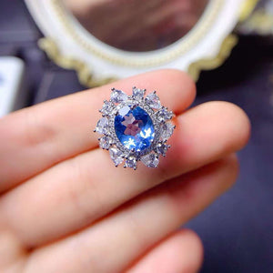 Paraiba topaz oval cut diamond ring
