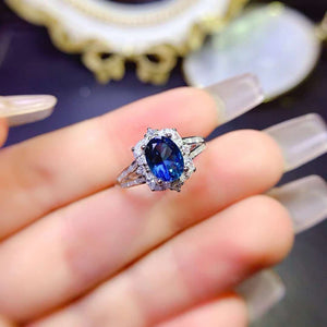 Real london blue topaz oval cut diamond ring