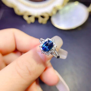 Real london blue topaz oval cut diamond ring