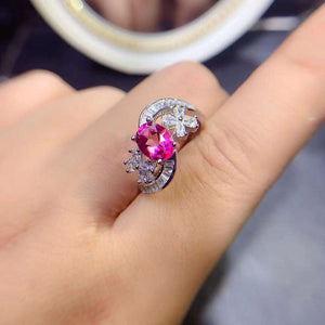 Real pink topaz oval cut ring