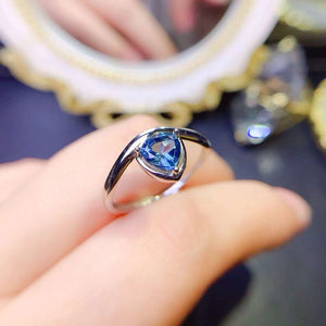 Genuine london blue topaz oval cut ring