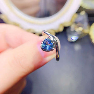 Genuine london blue topaz oval cut ring