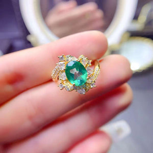 Paraiba genuine topaz oval cut diamond ring
