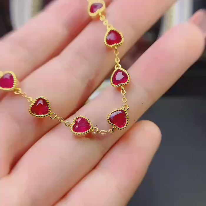 Ruby sterling silver bracelet