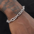 S925 sterling silver textured U-shaped bracelet men's hip-hop versatile plain chain bracelet adjustable