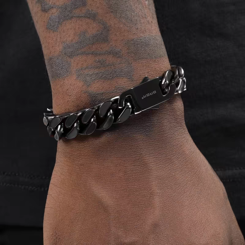 Three-dimensional cutting Cuban chain bracelet hip-hop men's trendy fashion