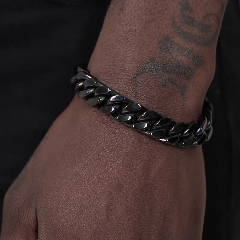 Three-dimensional cutting Cuban chain bracelet hip-hop men's trendy fashion