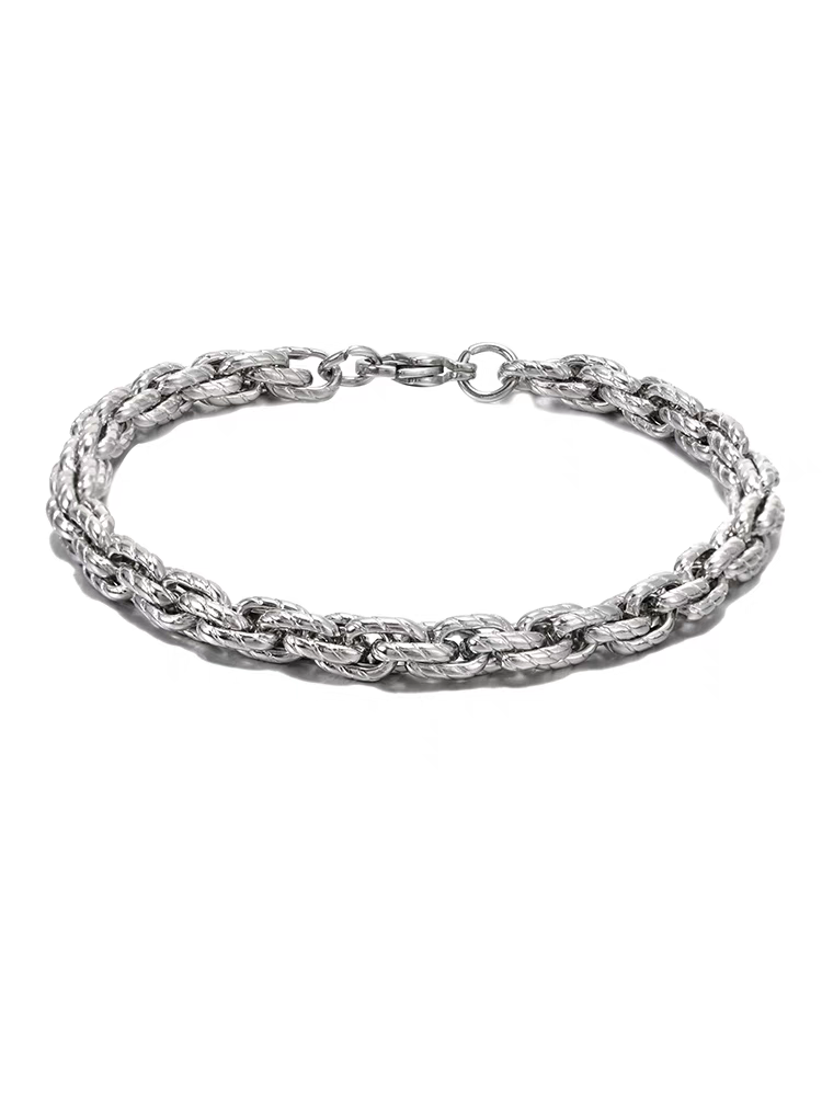 Silver braided bracelet for men and women popular titanium steel twisted chain hand jewelry high-end sense does not fade