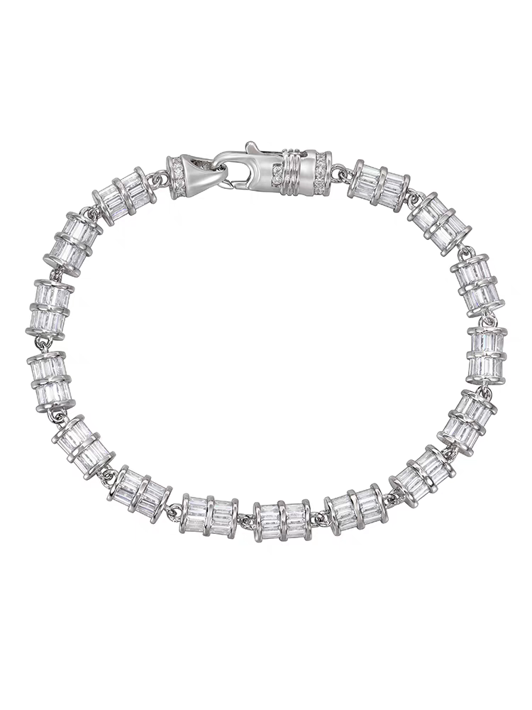 Platinum-plated bracelet for men cylindrical diamond-studded bracelet for women high-end design