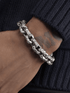 Silver titanium steel bracelet men's hip-hop personality domineering thick style meteorite crater high-end bracelet