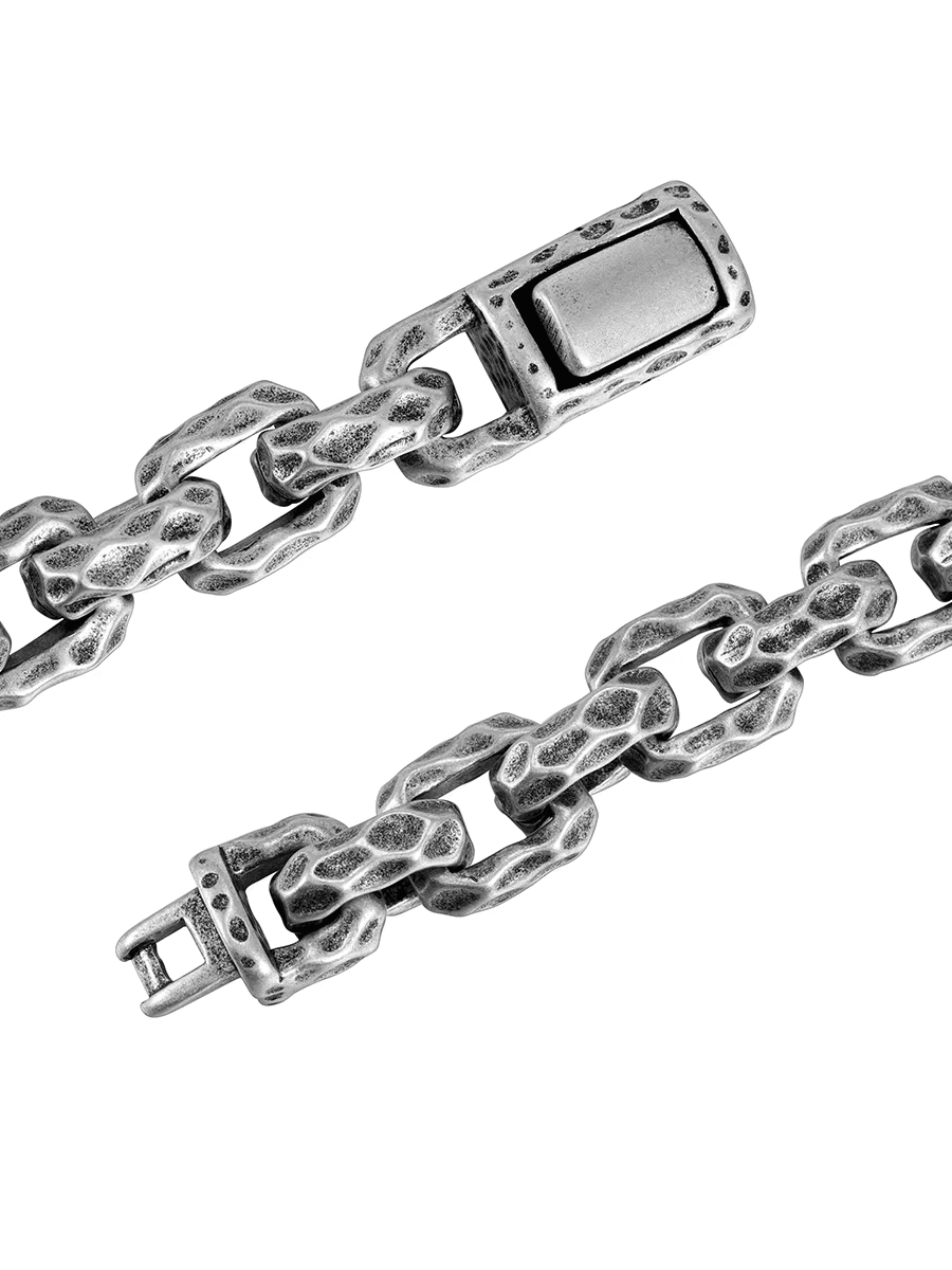 Silver titanium steel bracelet men's hip-hop personality domineering thick style meteorite crater high-end bracelet