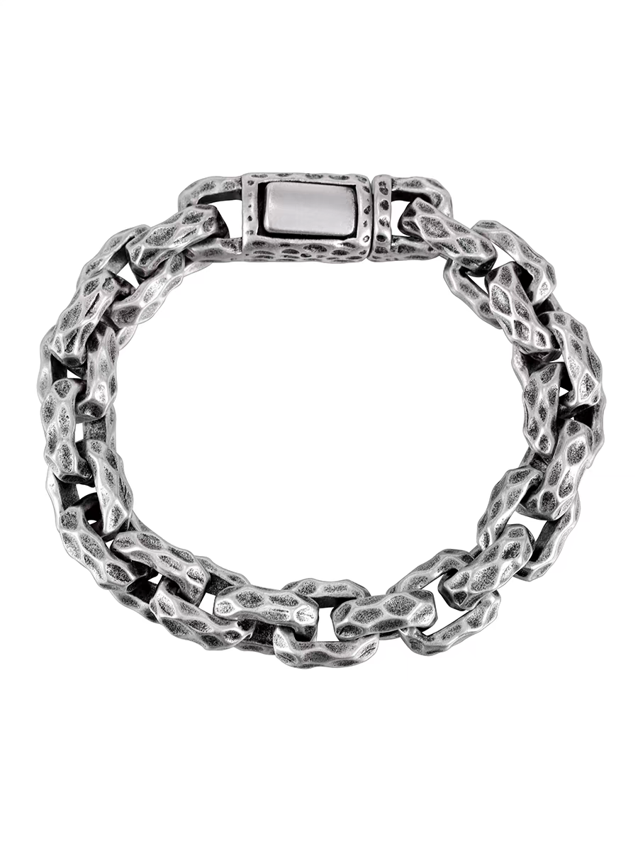 Silver titanium steel bracelet men's hip-hop personality domineering thick style meteorite crater high-end bracelet