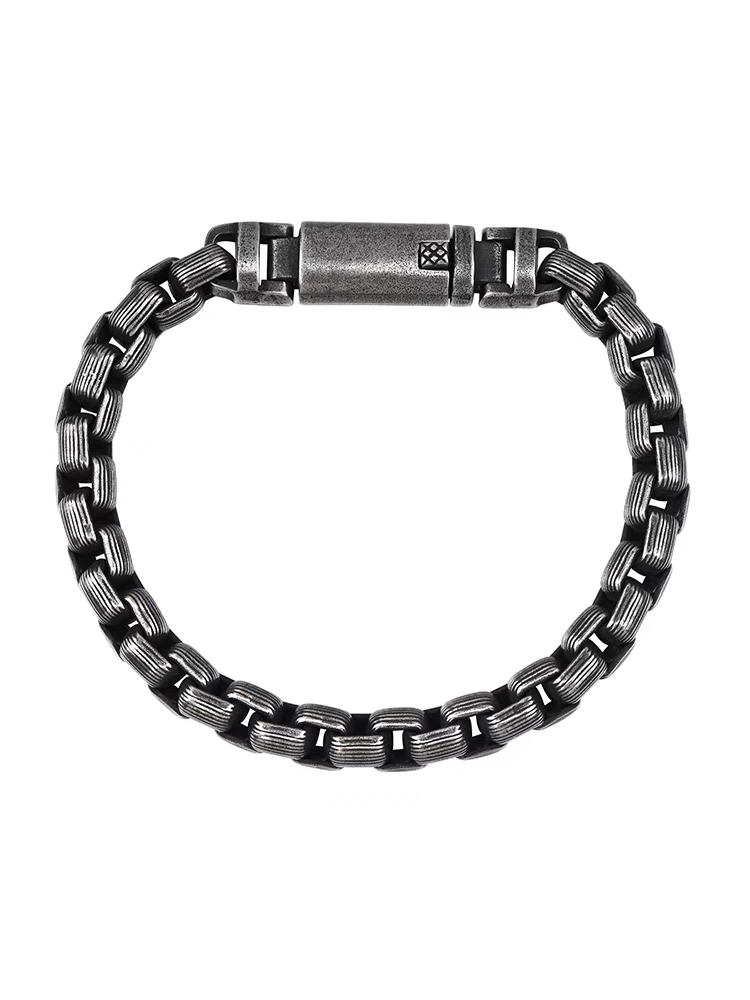 Titanium steel textured ring bracelet men's retro trendy punk style Cuban chain bracelet