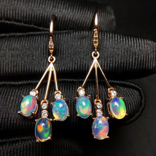 Opal sterlings silver dangle earrings