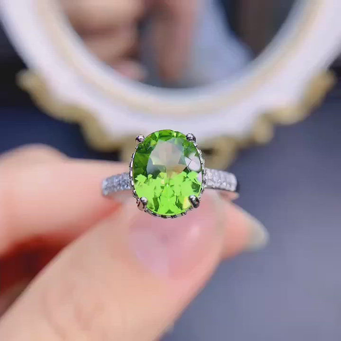Peridot sterling silver opening ring