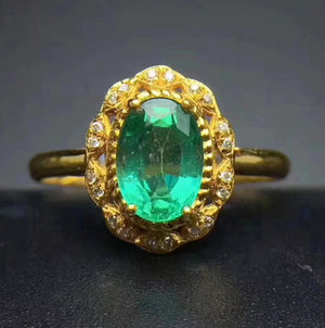 Natural silver emerald ring - MOWTE