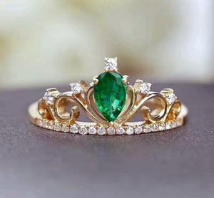 Natural silver emerald ring - MOWTE