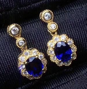Sapphire sterling silver earrings - MOWTE