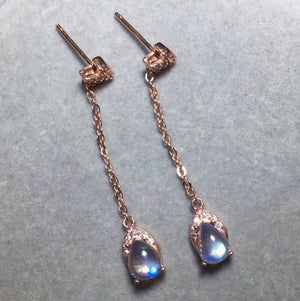 Moonstone dangle silver earrings - MOWTE