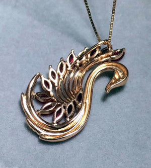 Ruby sterling silver swan necklace - MOWTE