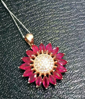 Natural ruby sterling silver necklace - MOWTE