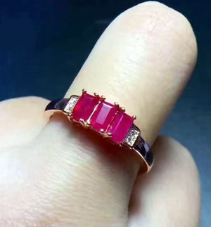 Natural ruby silver free size ring - MOWTE