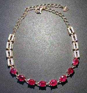 Natural ruby sterling silver bracelet - MOWTE